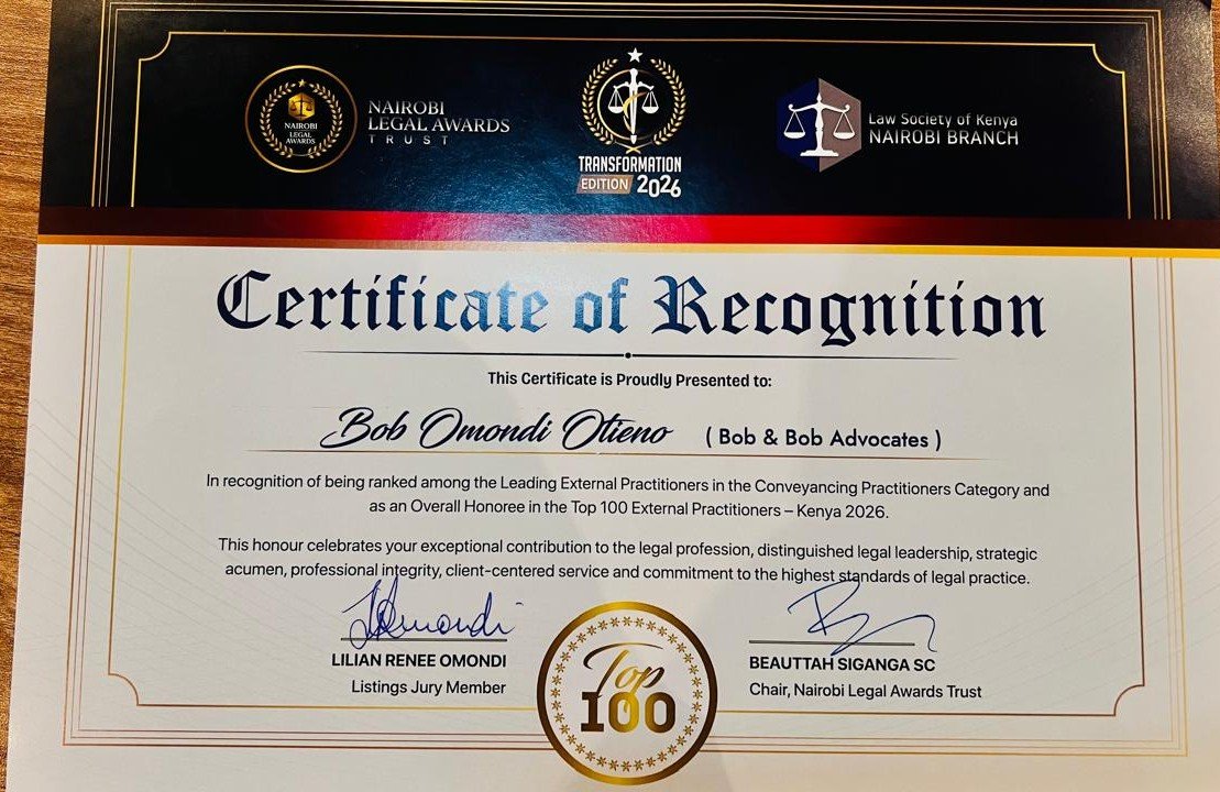 Bob & Bob Advocates Named Among Kenya's Top 100 Legal Practitioners - NLA Order Of The Bar 2026 by Bob & Bob Advocates